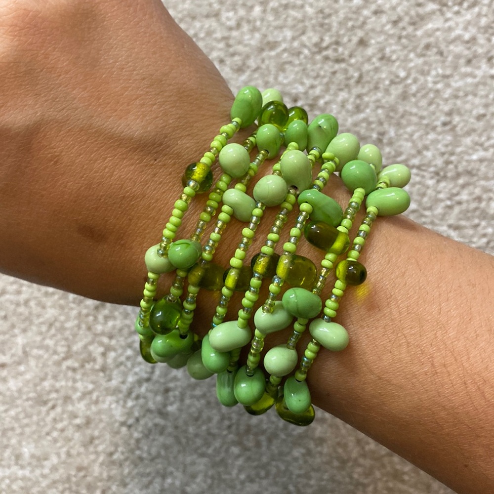 Green Beaded Spiral Bracelet